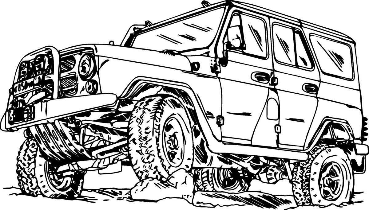 Coloring book shining UAZ 3303