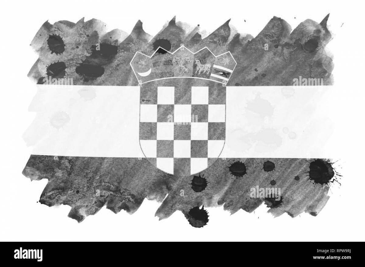 Потрясающая страница раскраски с флагом хорватии