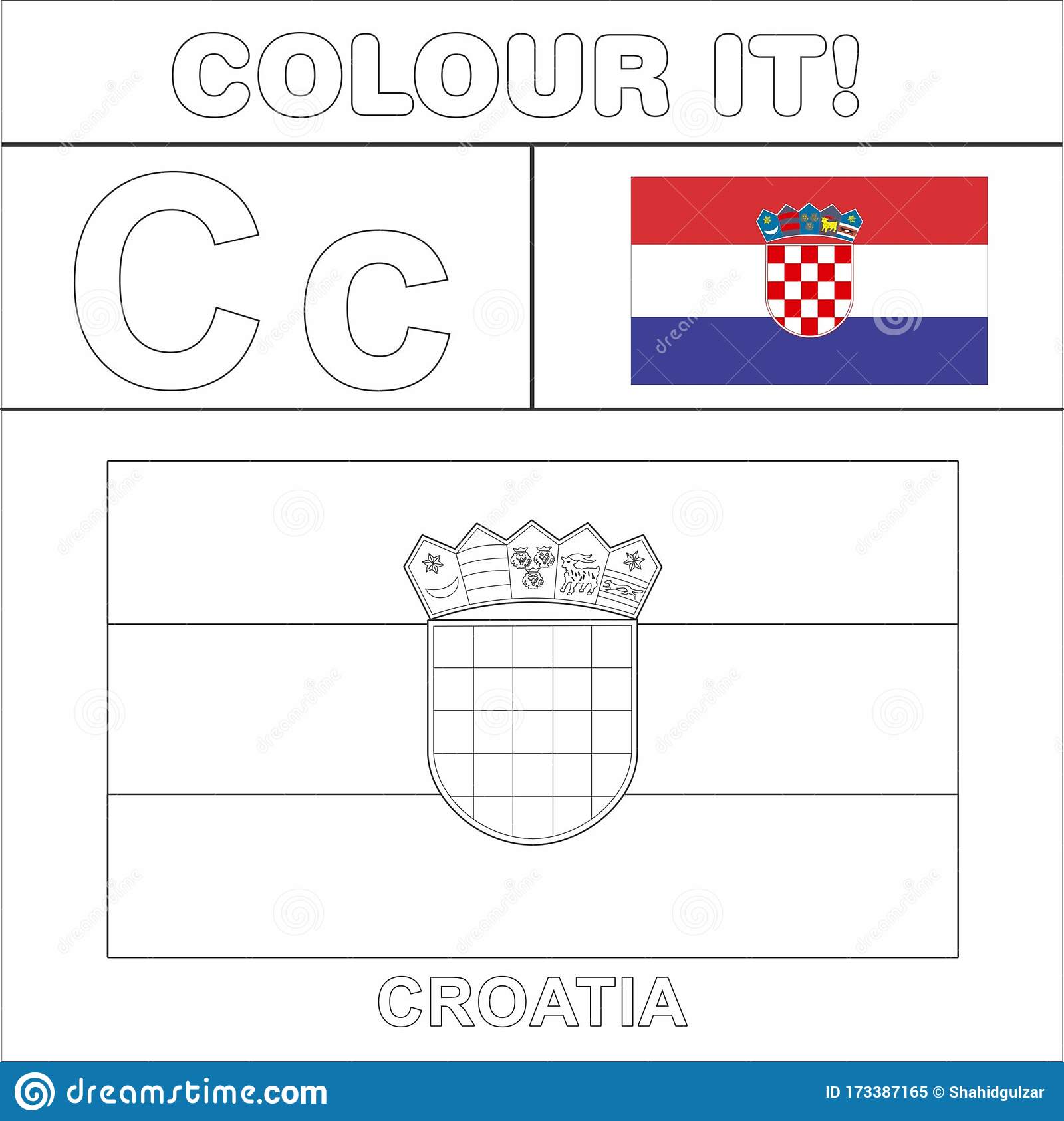 Croatian living flag coloring page