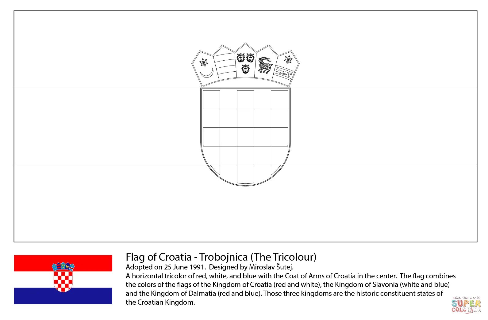 Раскраска буйный флаг хорватии