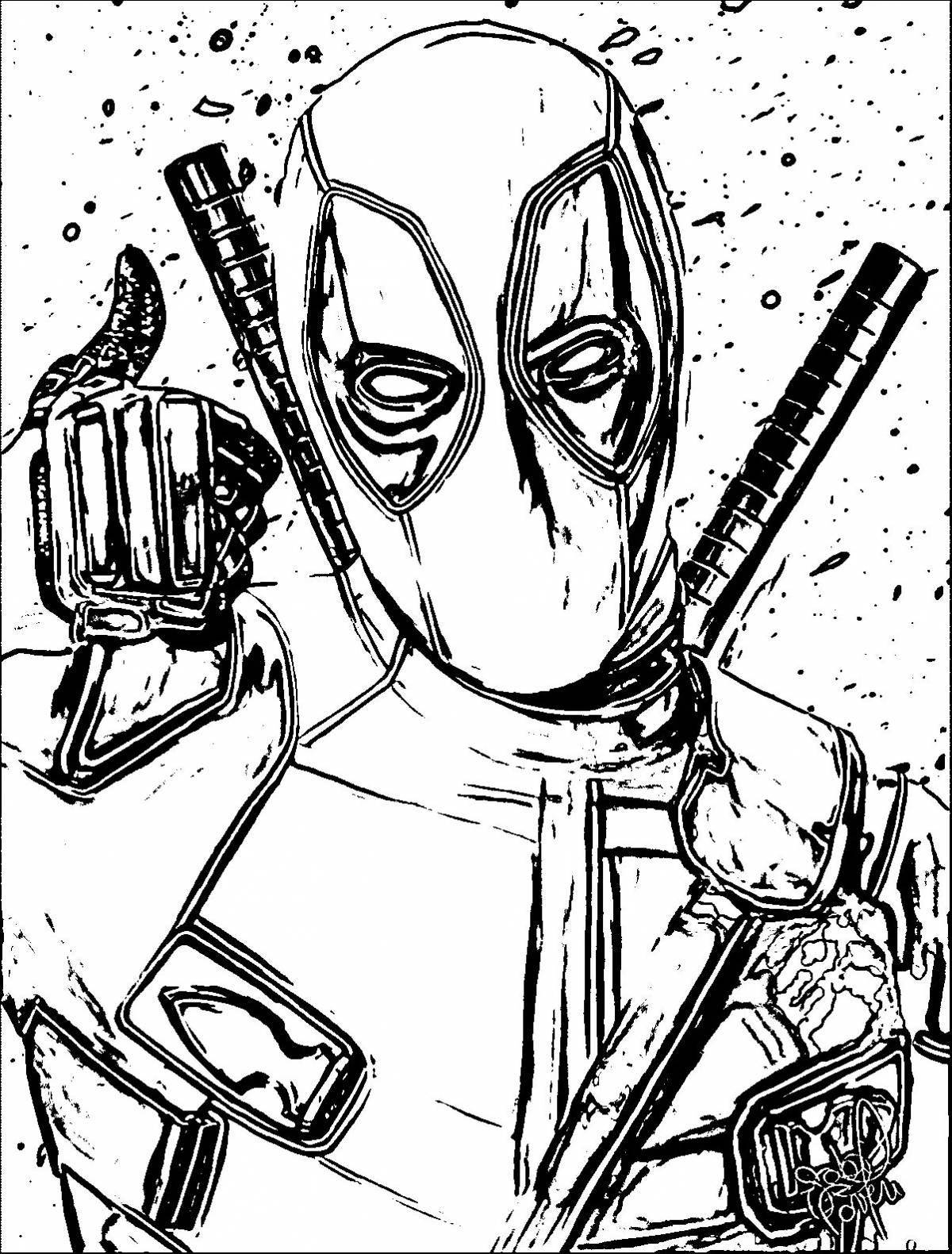 Colorful deadpool coloring page