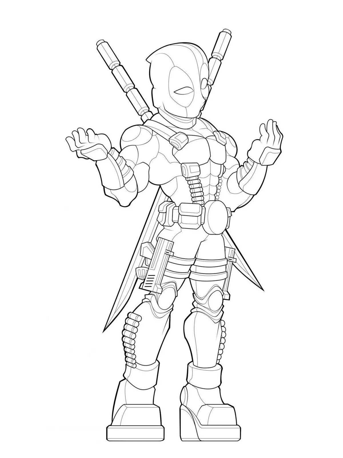 Daring deadpool coloring page