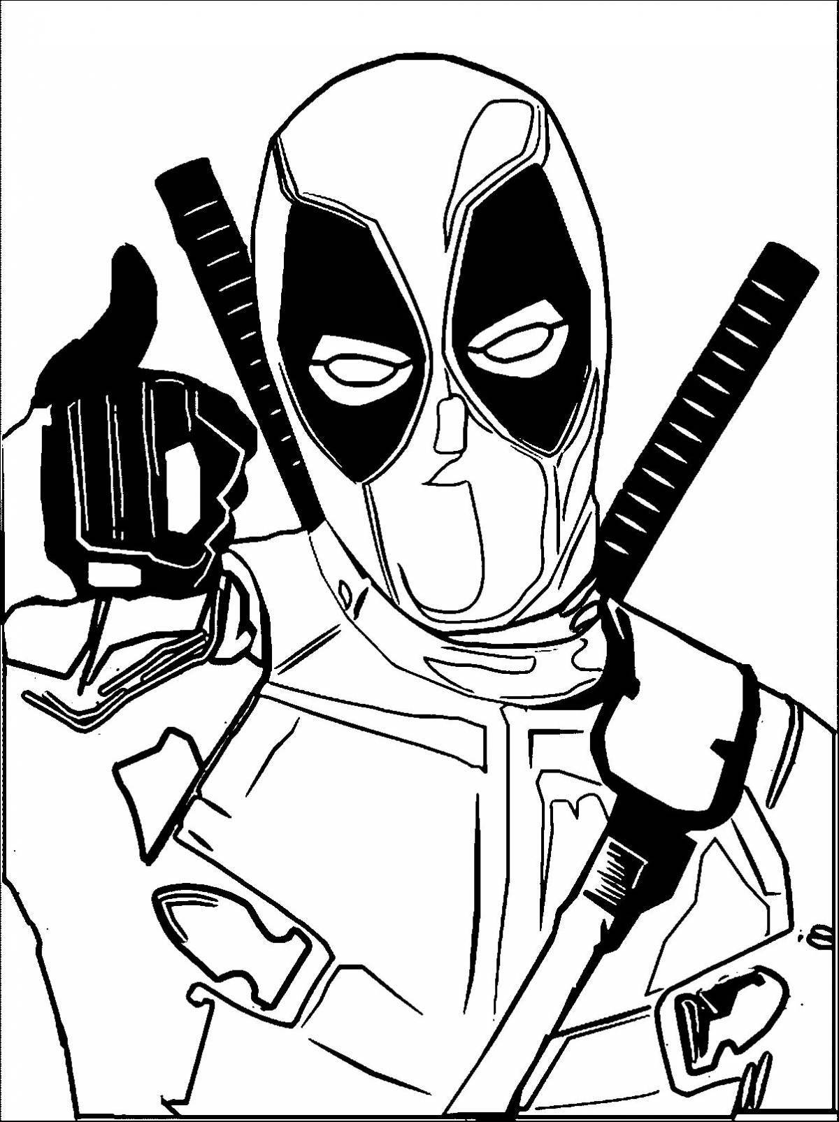 Glowing deadpool coloring page