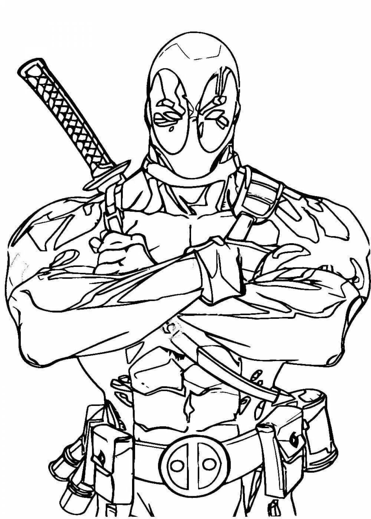 Charming deadpool coloring page