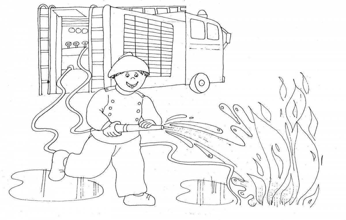 Burning hot fire coloring page