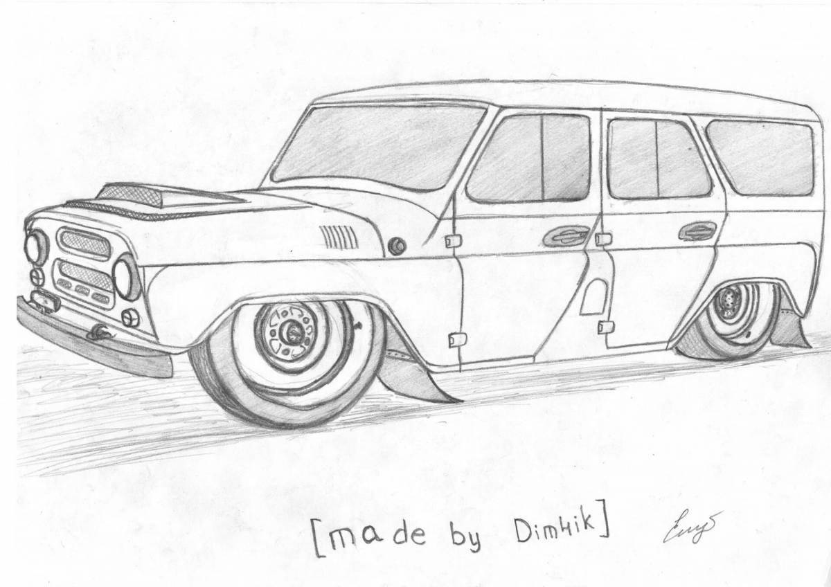 Элегантные раскраски с заниженными автомобилями