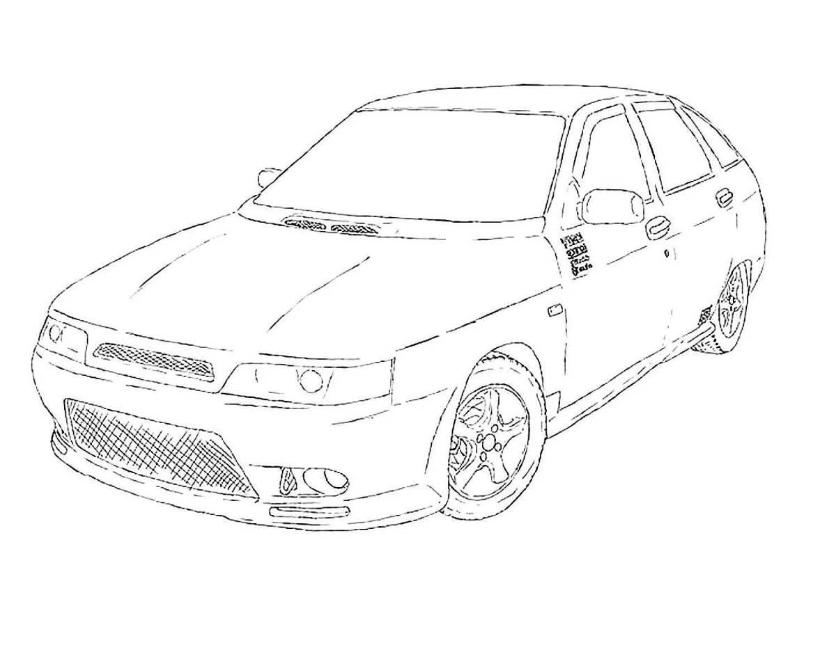 Shiny coloring pages with lowered cars