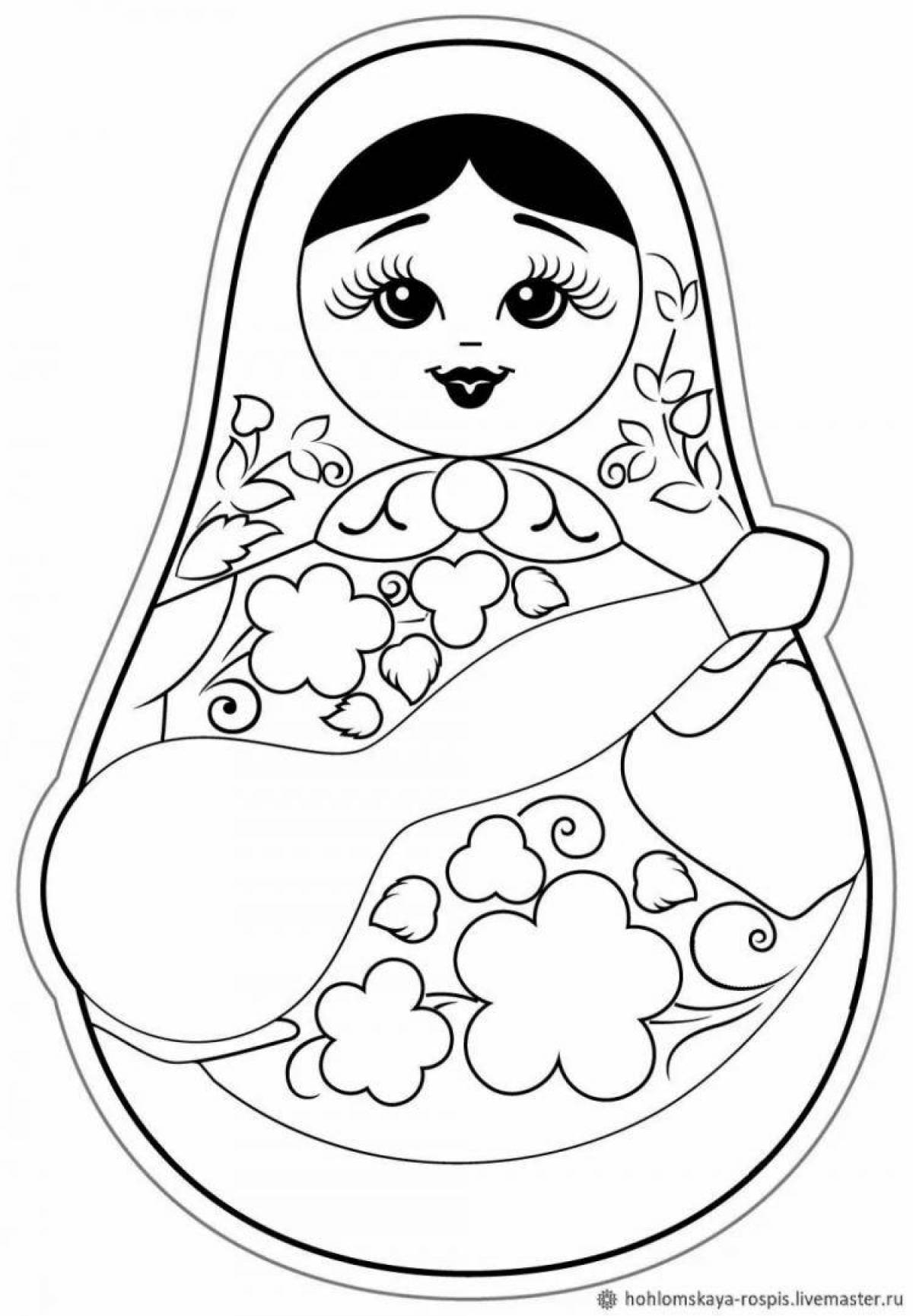 Colorful matryoshka coloring page