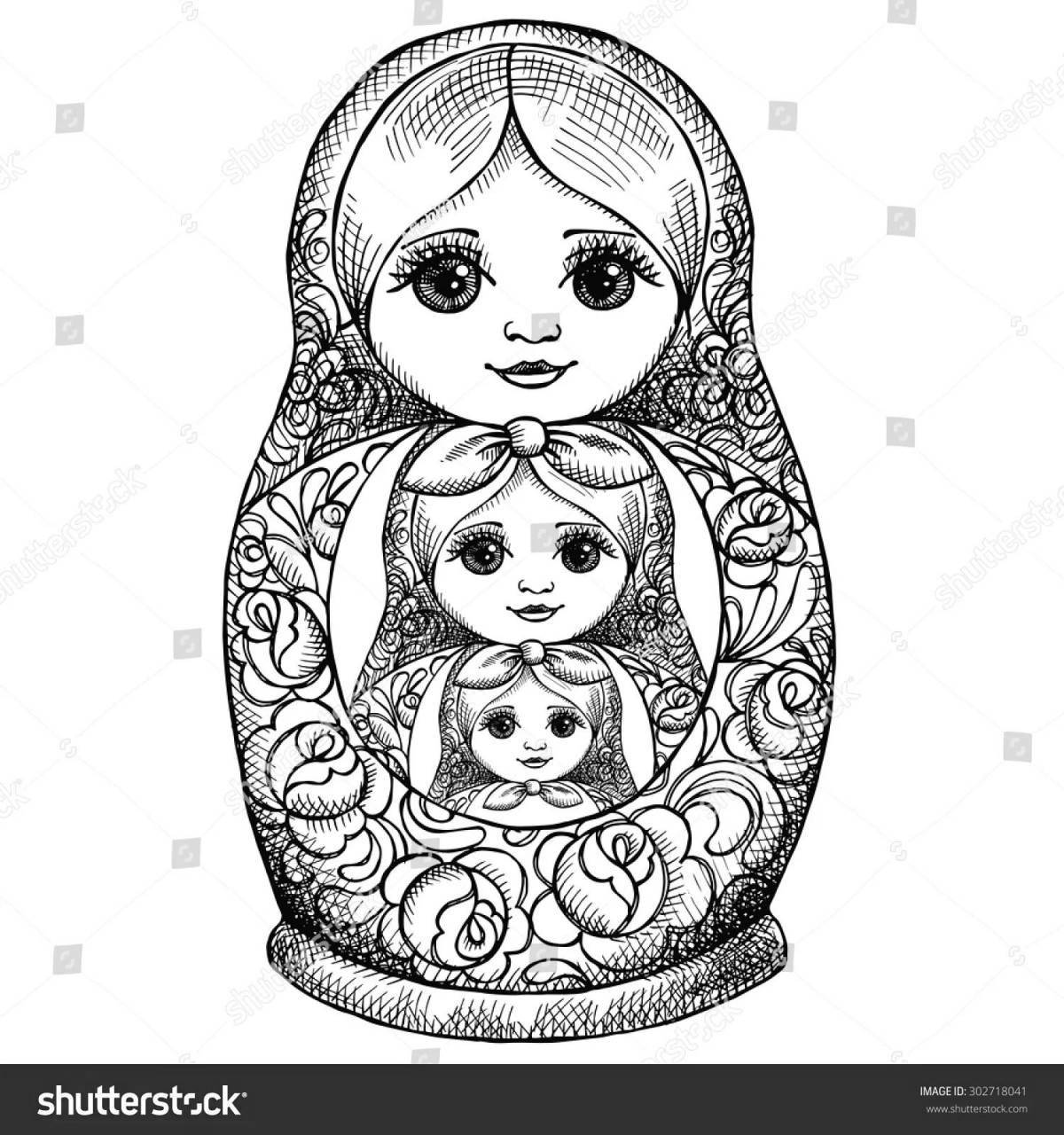 Bright matryoshka face coloring page