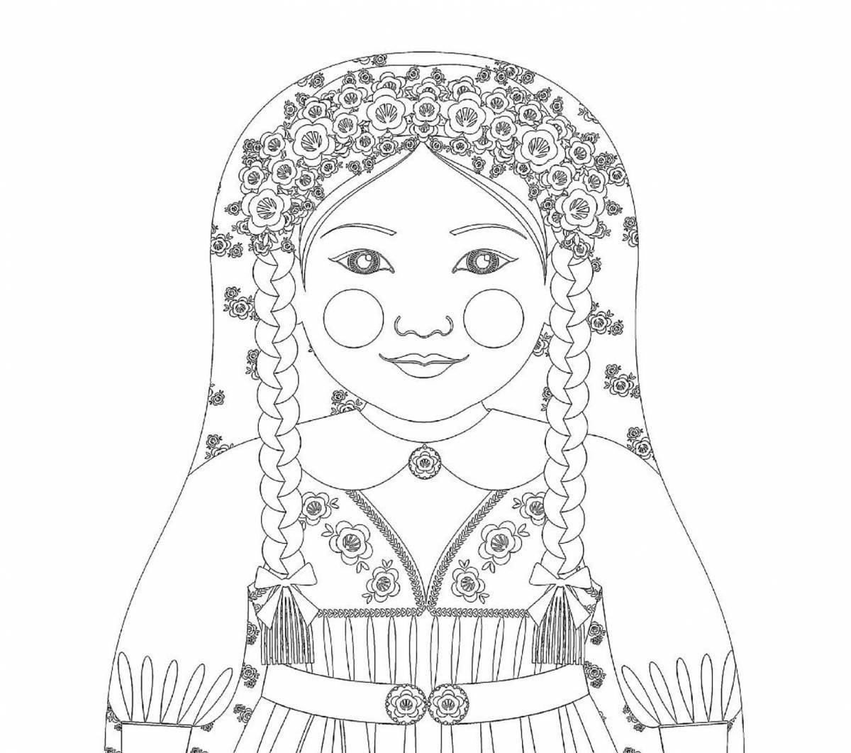 Coloring doll happy face