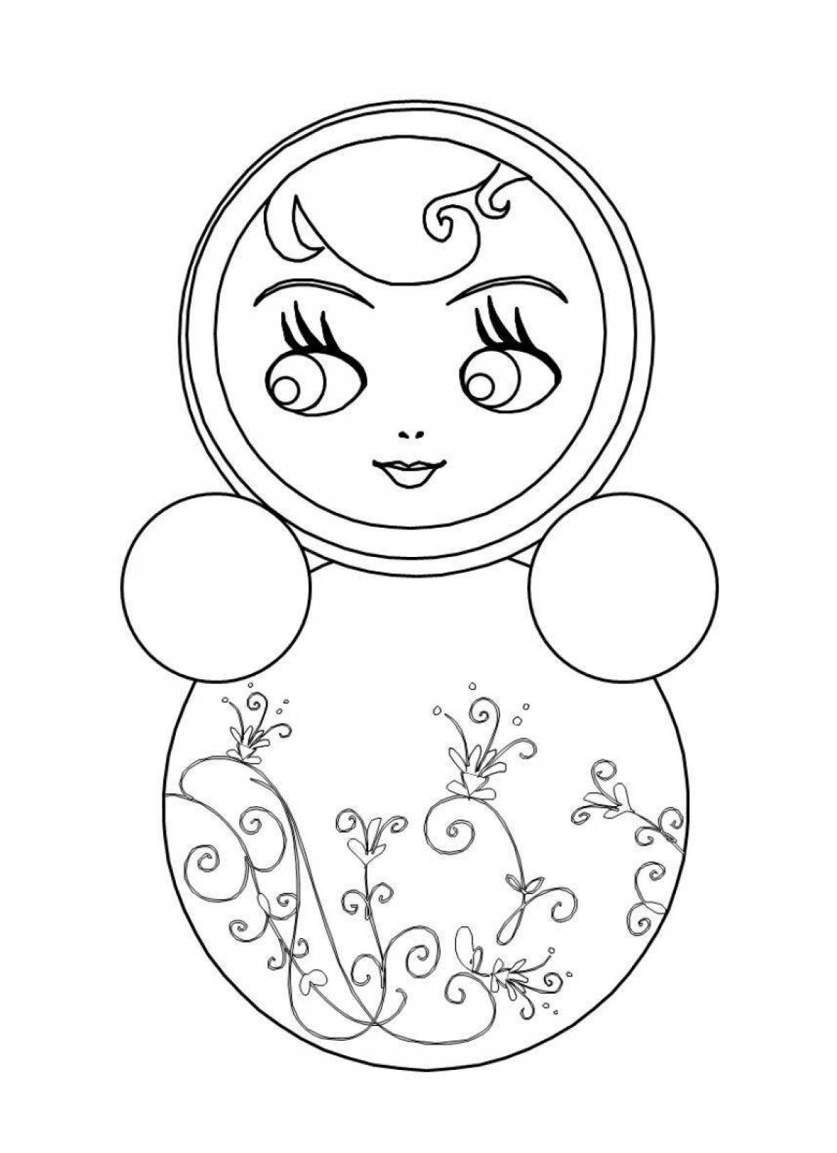 Playful matryoshka coloring page