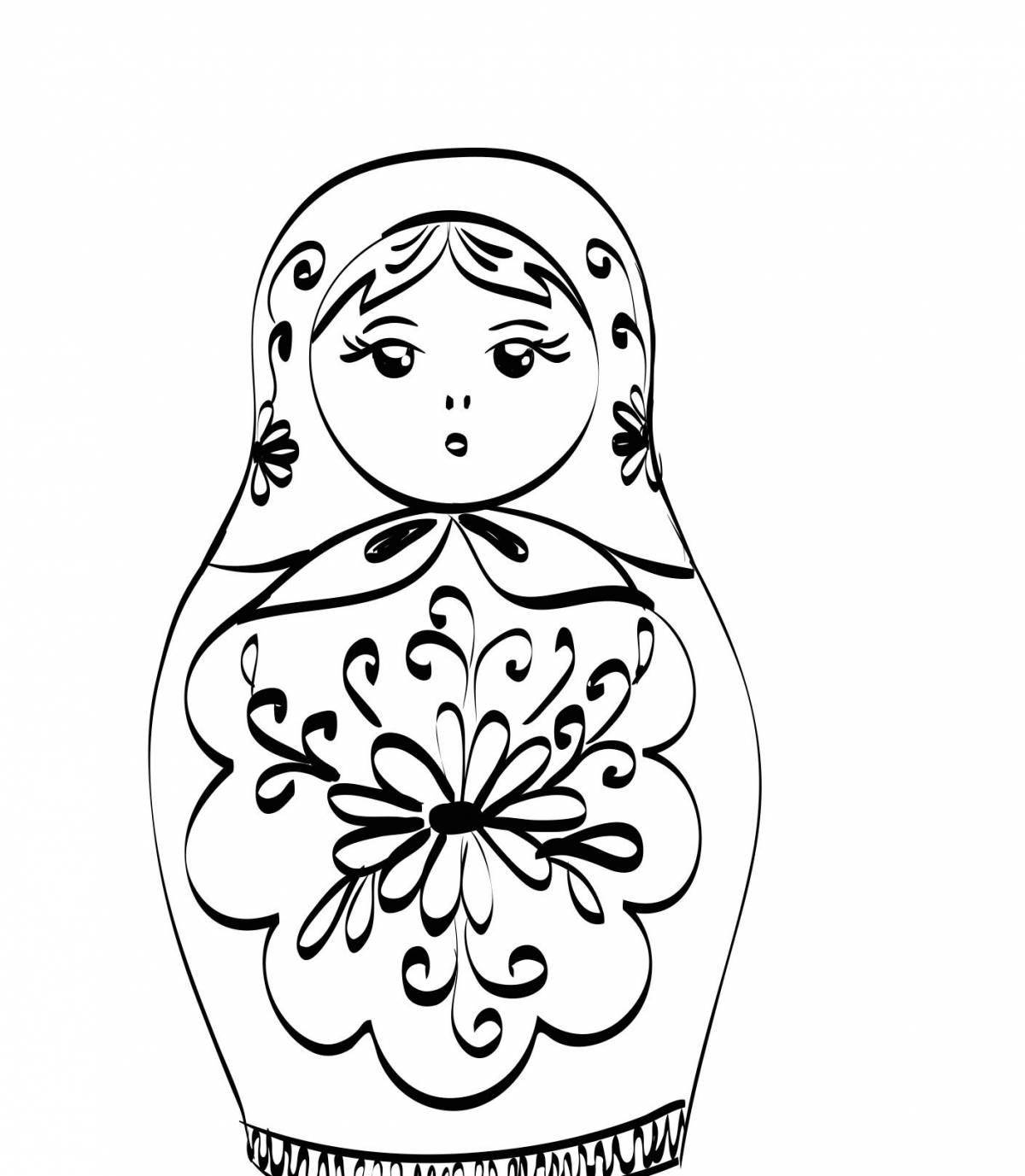 Coloring book shining matryoshka