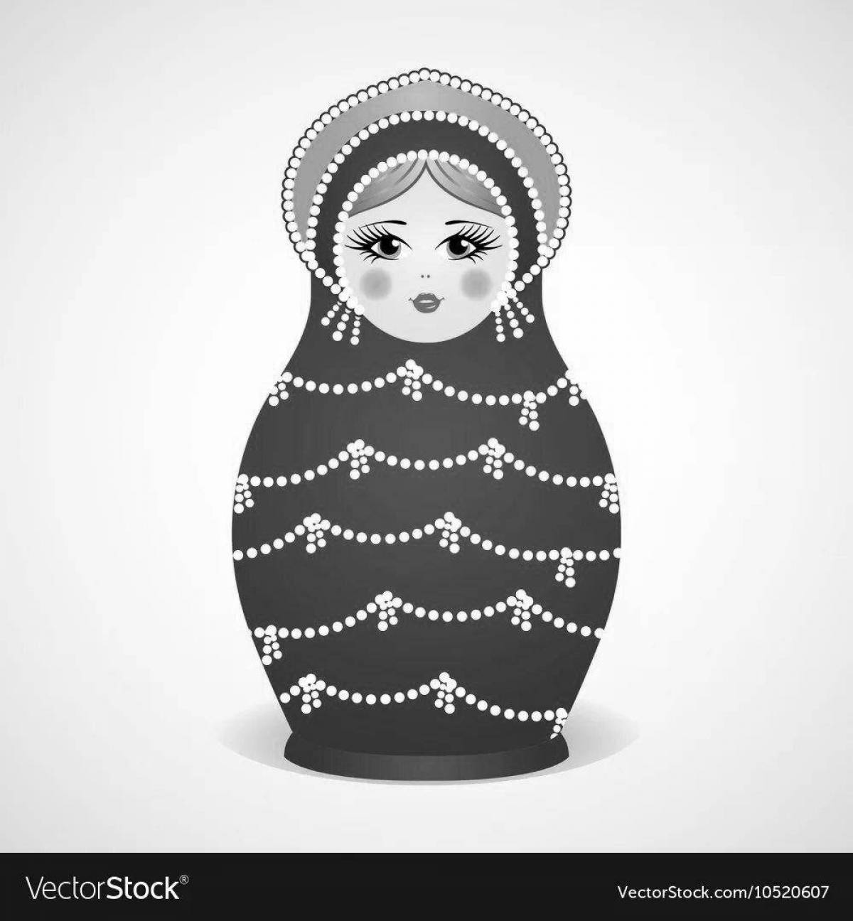 Coloring book sparkling matryoshka