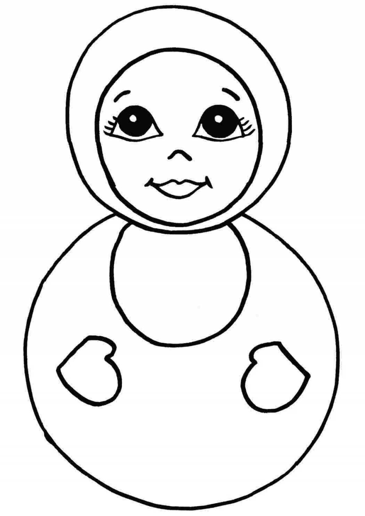 Coloring cute face matryoshka