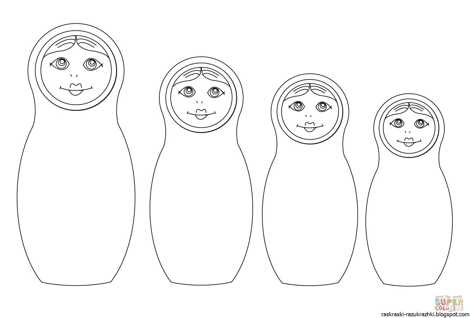 Strange matryoshka face coloring page