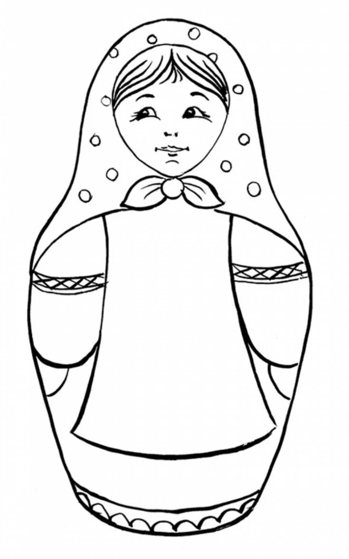 Unique matryoshka face coloring page