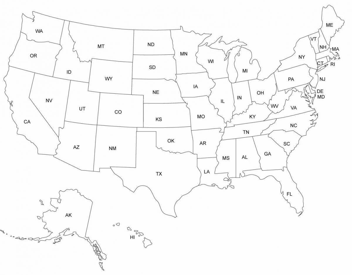 карта сша по штатам с названиями на русском языке