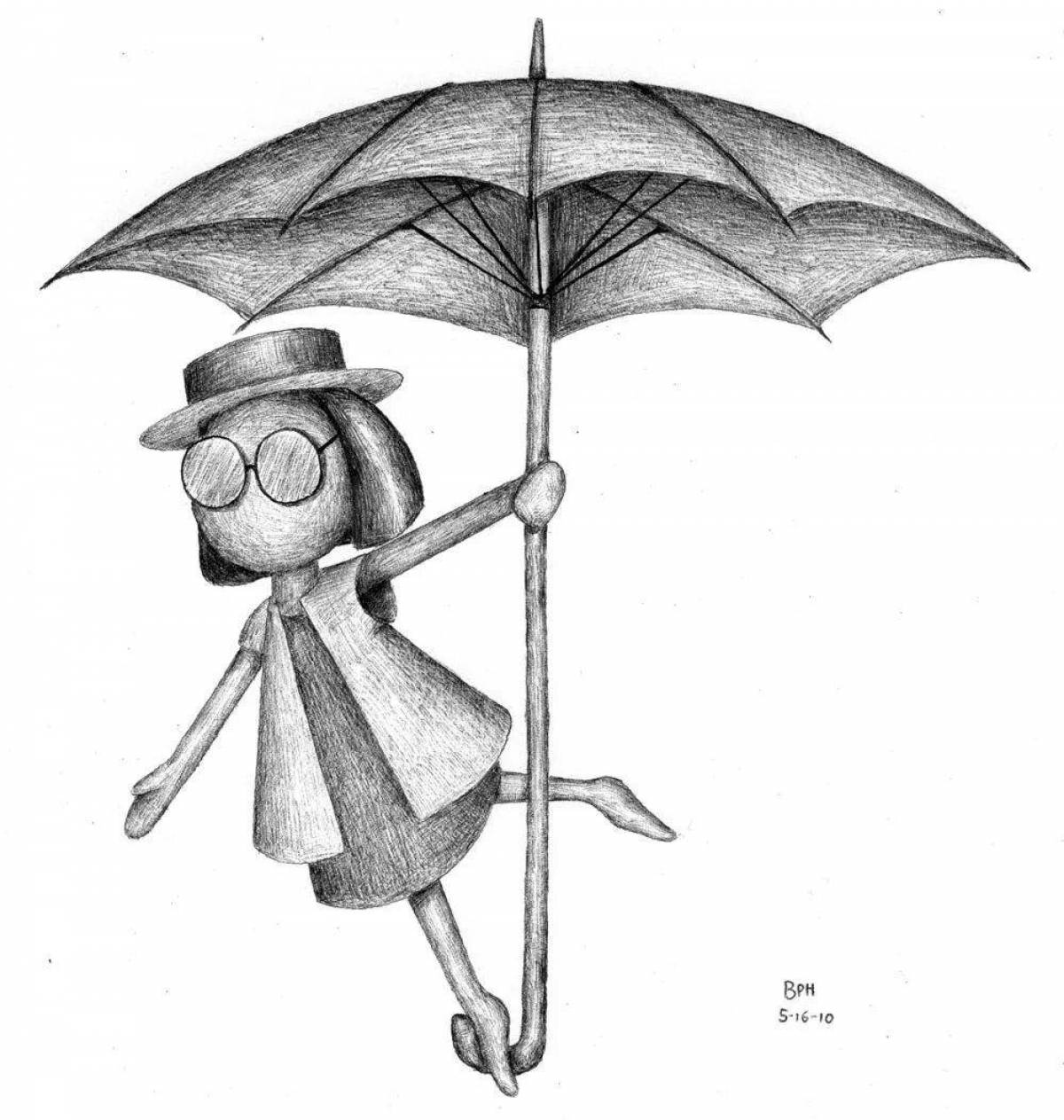 Зонтик карандашом. Зонт Оле Лукойе. Зонтик рисунок карандашом. Зонтик Оле Лукойе рисунок. Нарисовать зонтик.