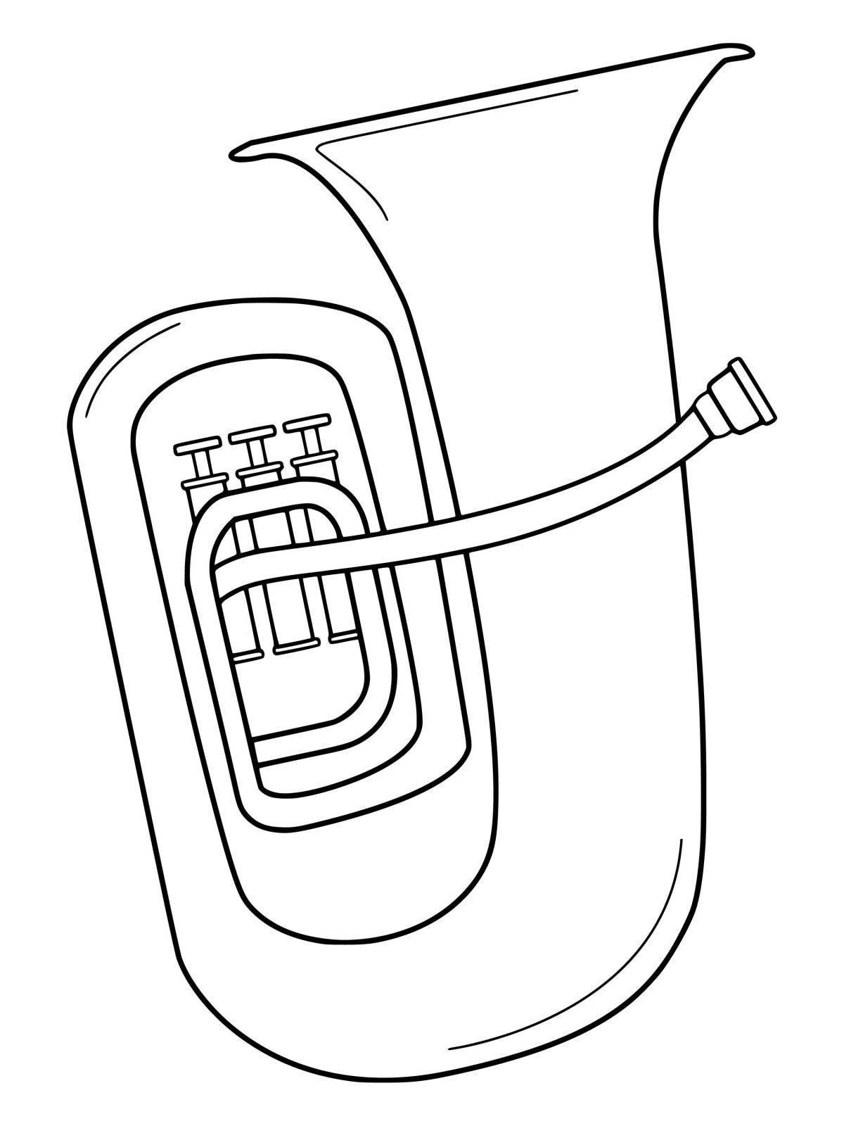 Музыкальный инструмент труба рисунок карандашом