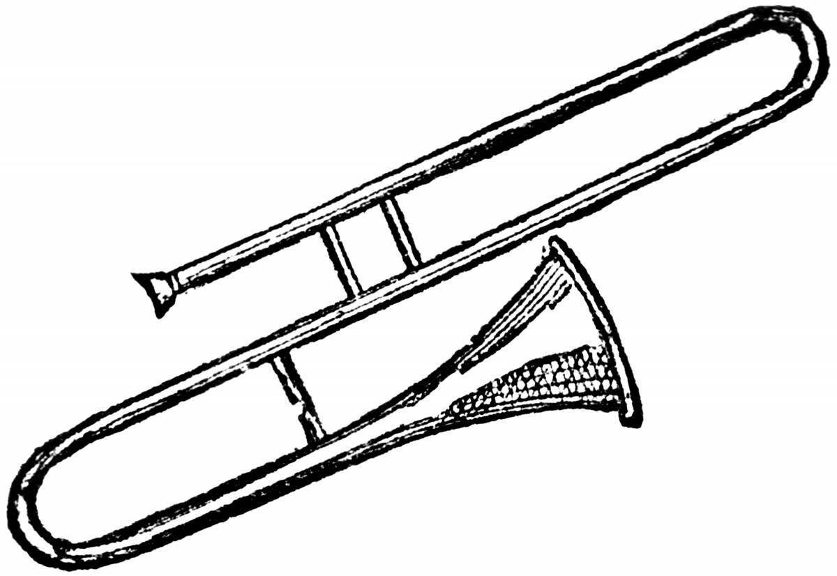 Раскраска тромбон музыкальный инструмент