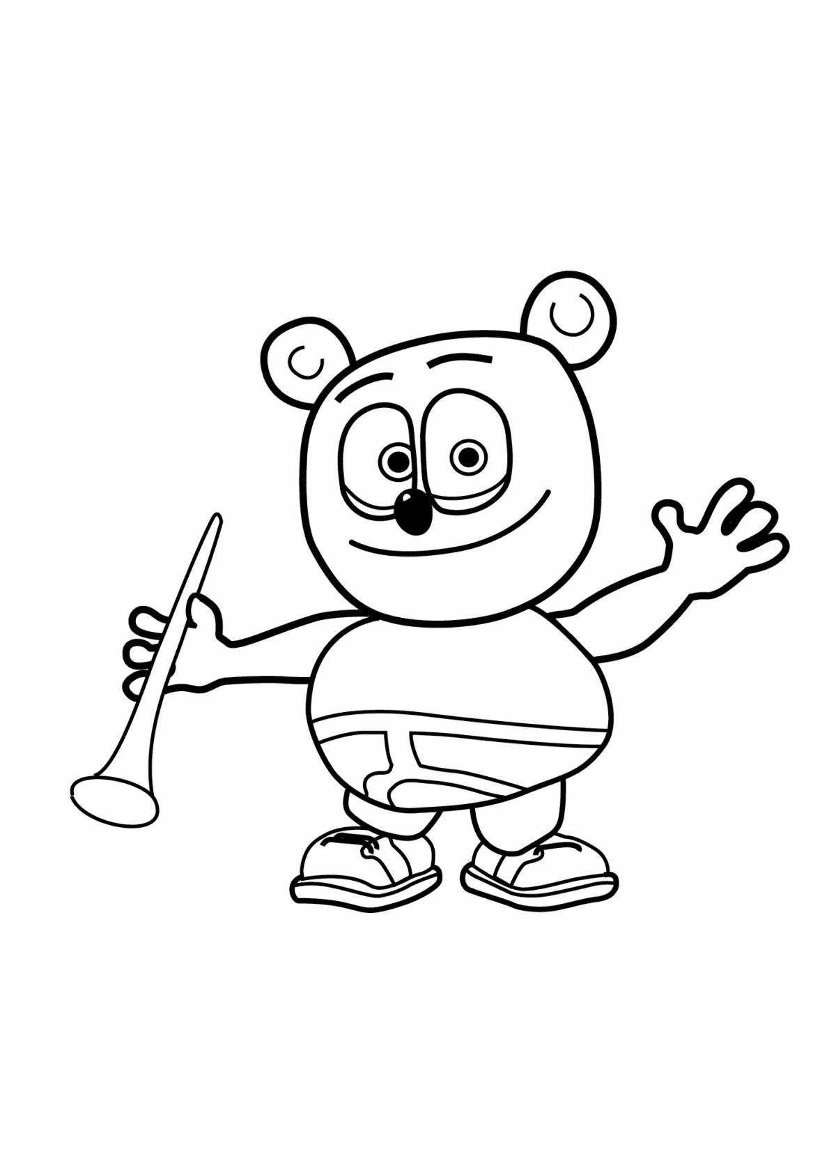 Colorful super bear coloring page