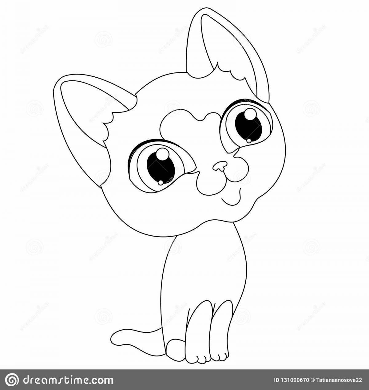 Coloring page fluffy Siamese cat