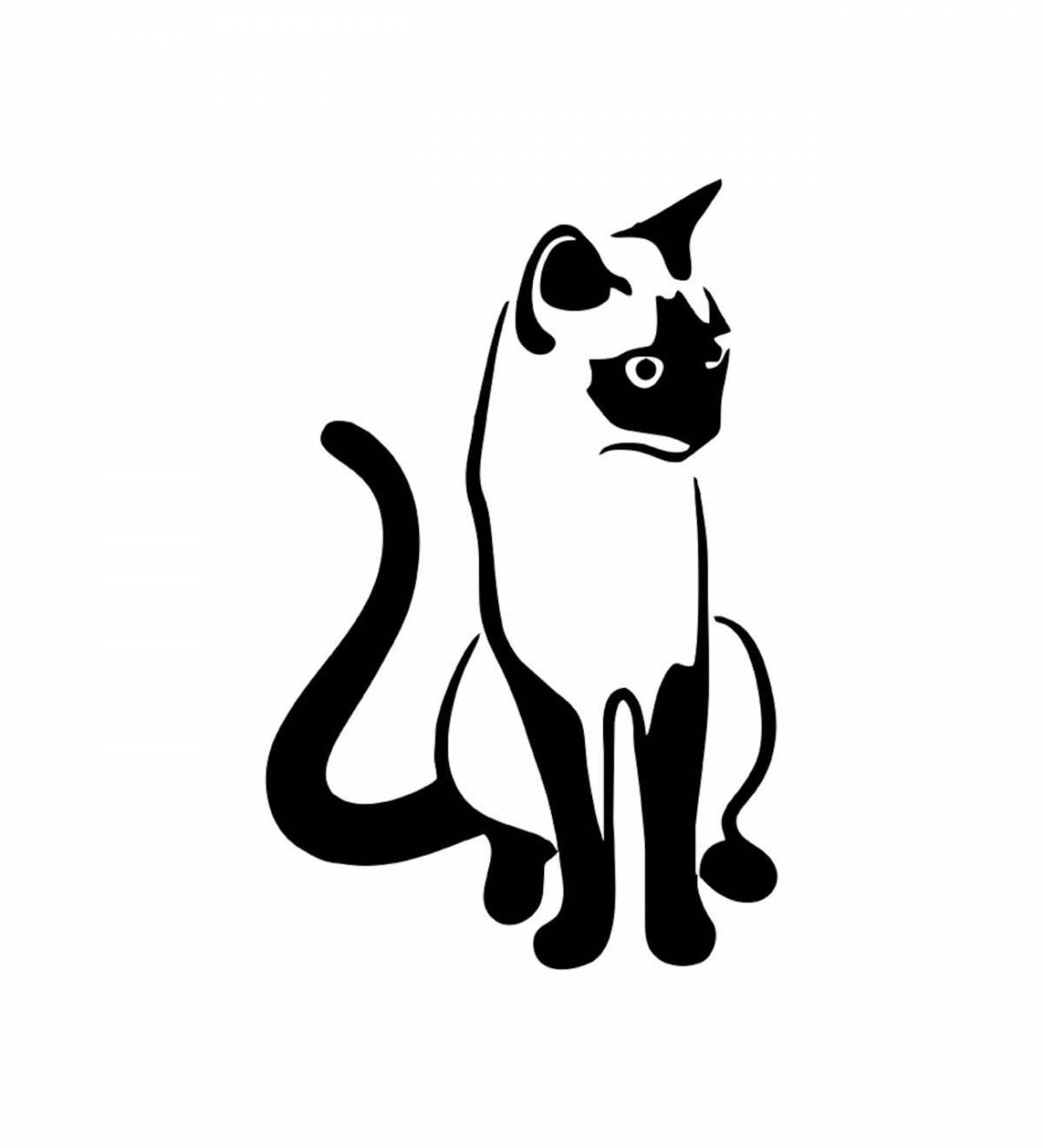 Coloring page charming siamese cat