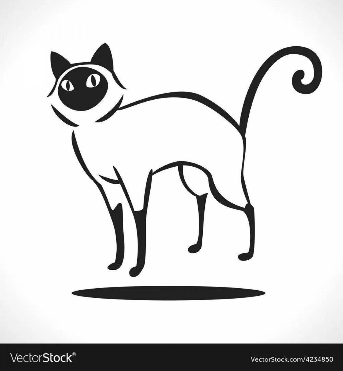 Яркая страница раскраски сиамской кошки