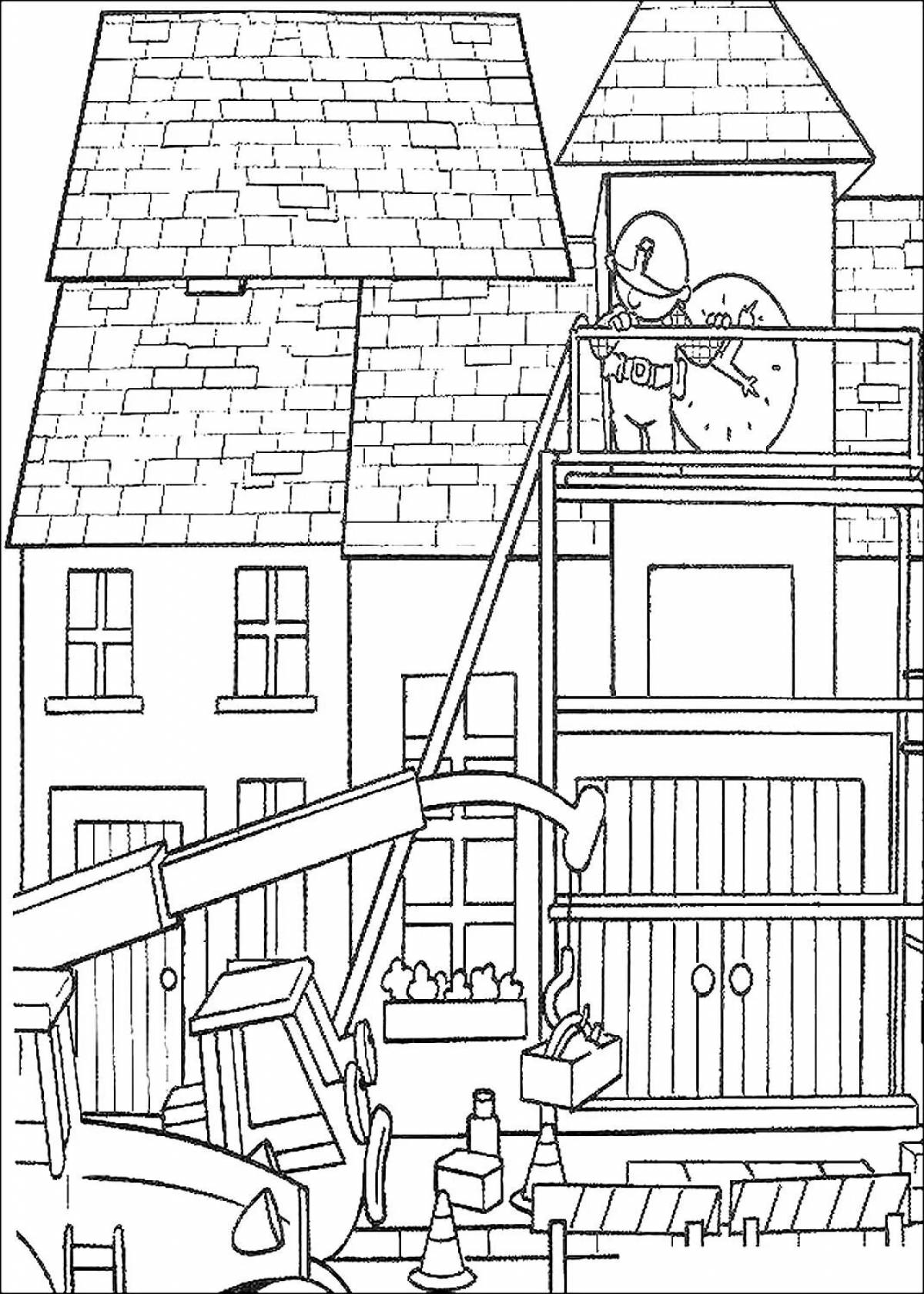 Color-splendid building a house coloring page
