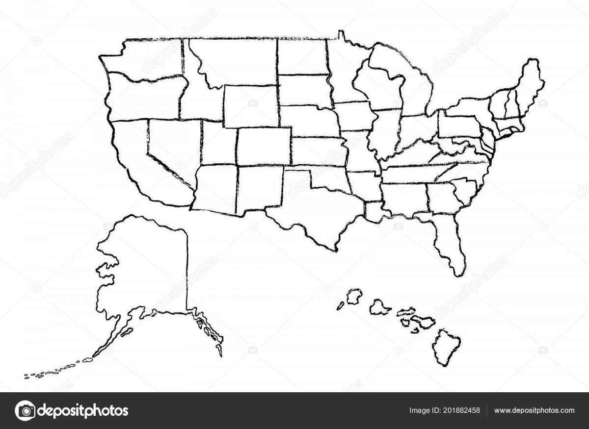 Attractive usa map coloring book