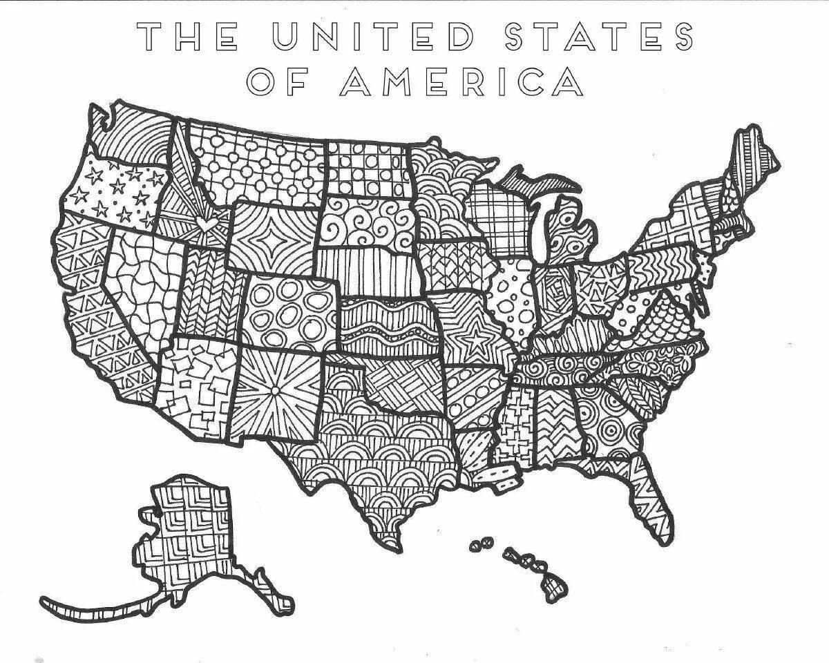Playful usa map coloring page