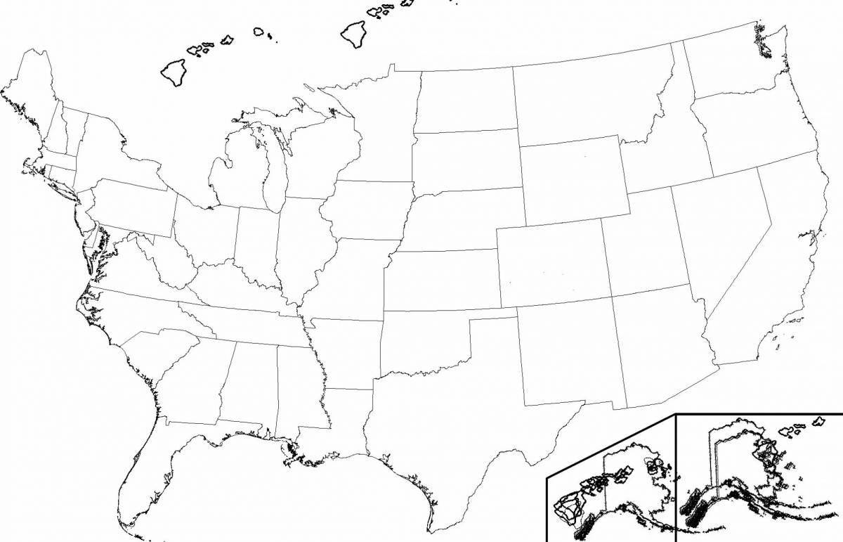 Busy usa map coloring page