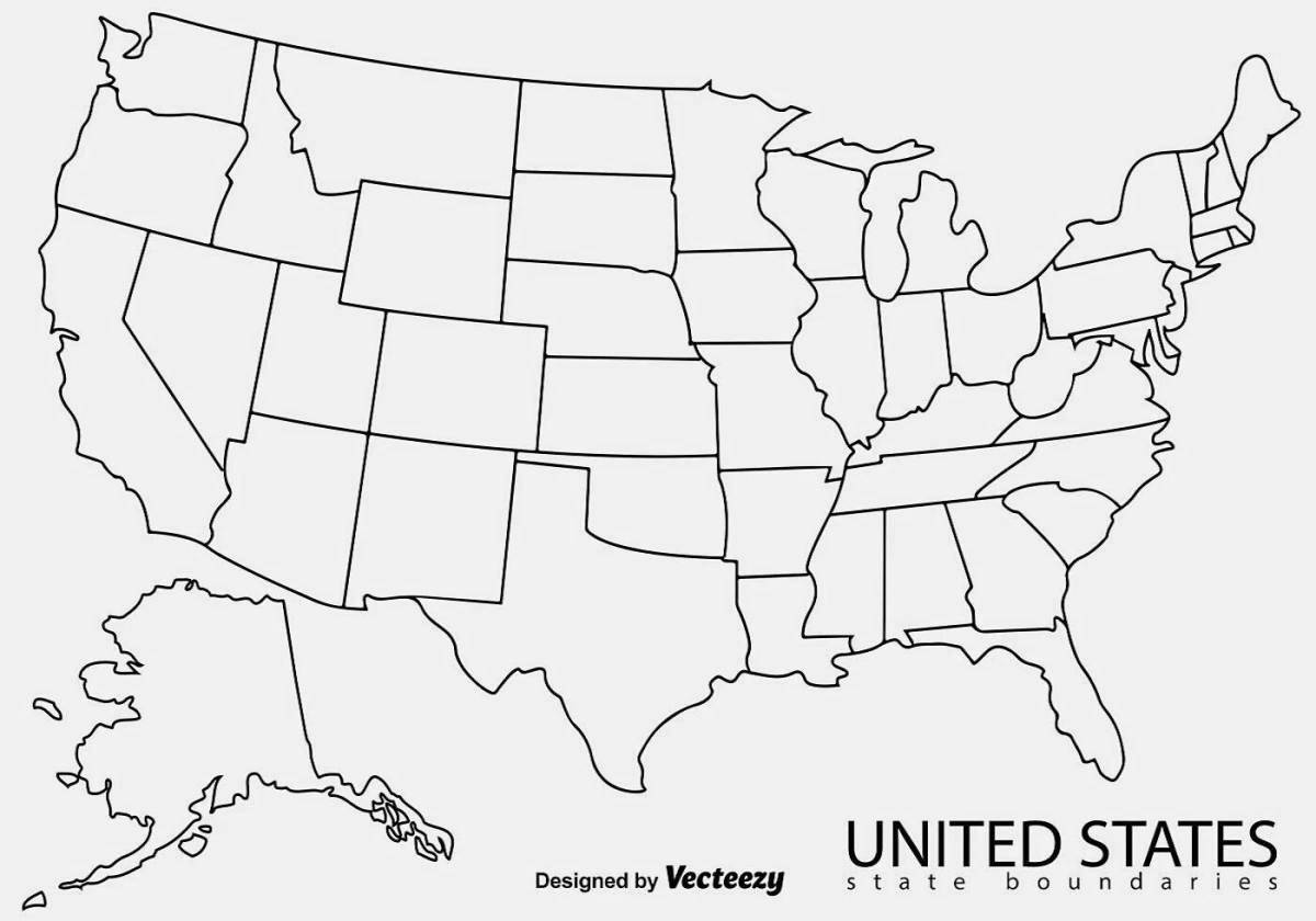 Coloring book exquisite usa map