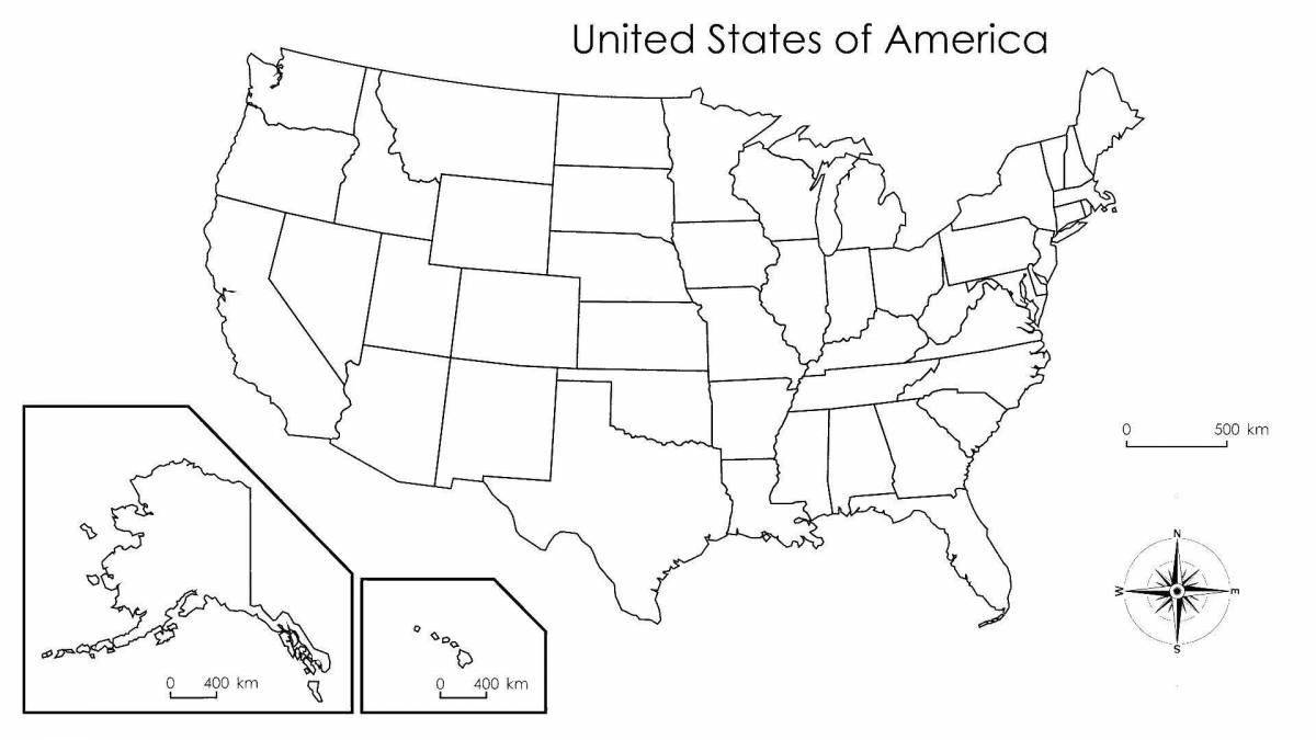Coloring page gorgeous usa map