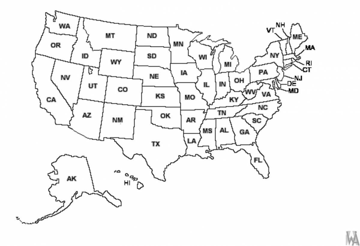 Majestic usa map coloring page