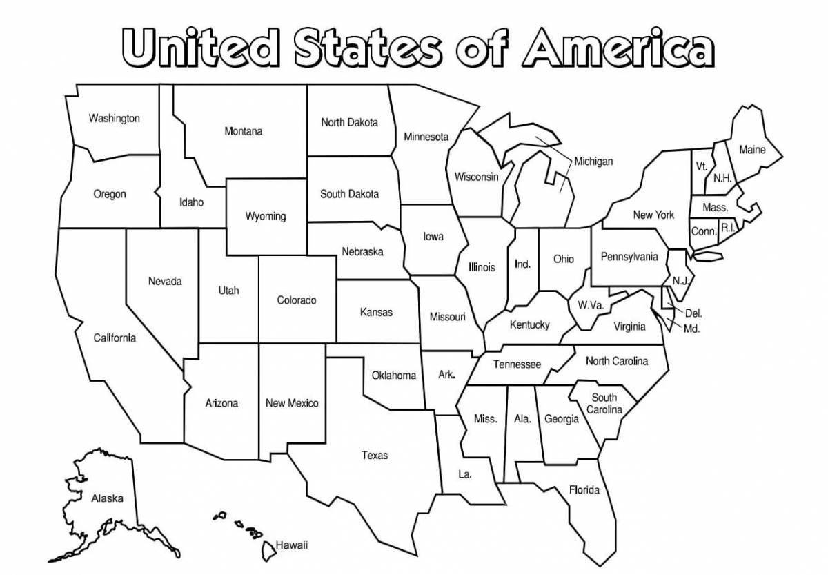 Awesome usa map coloring page