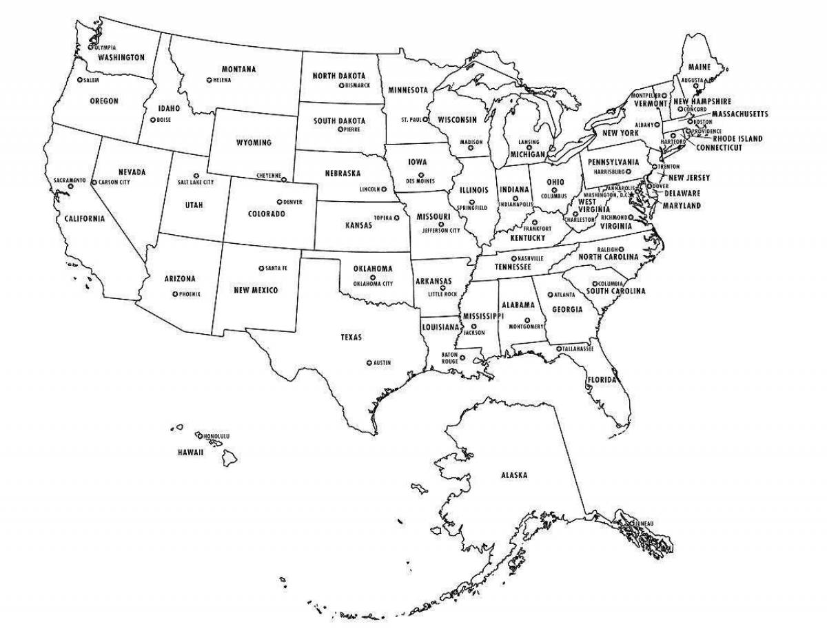 Coloring page grand map of usa
