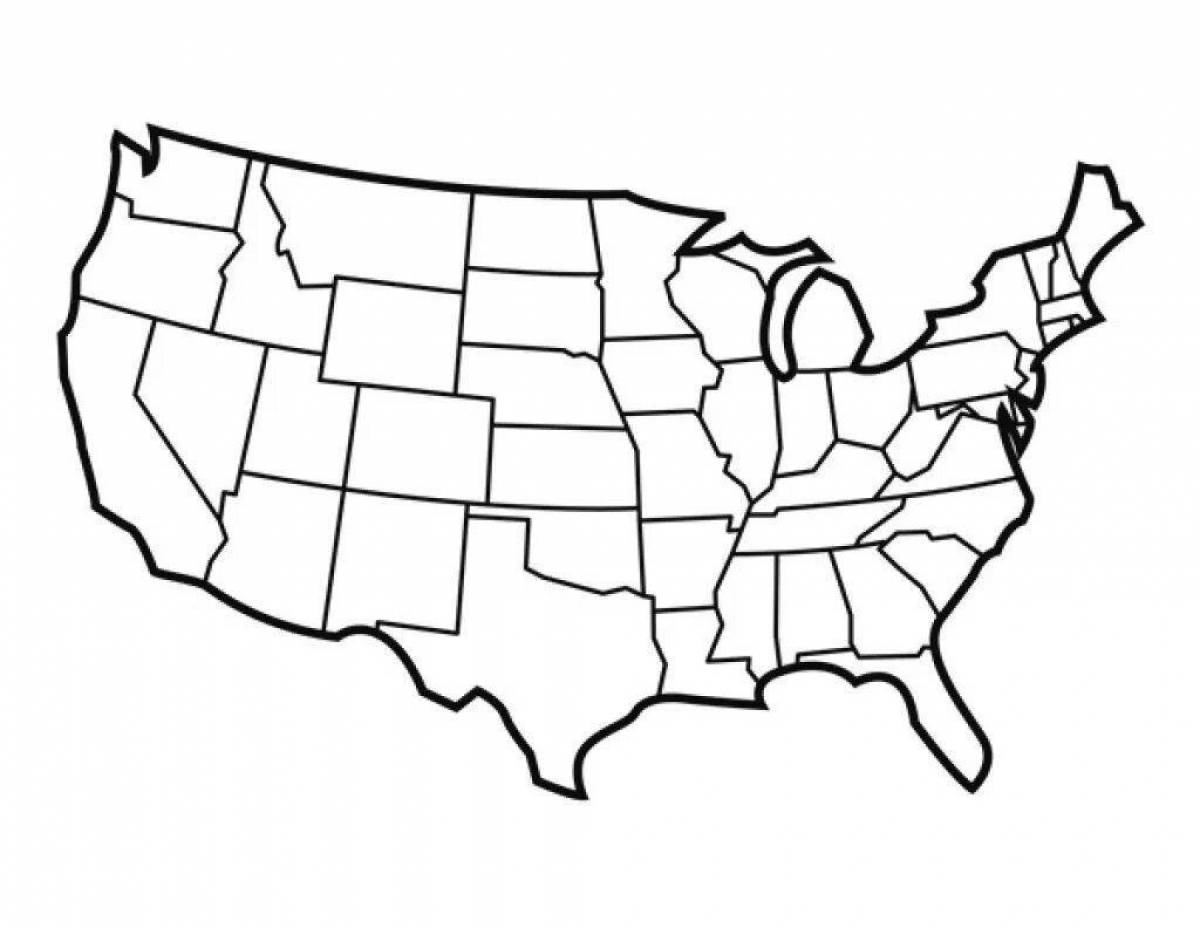 Coloring page decorated usa map