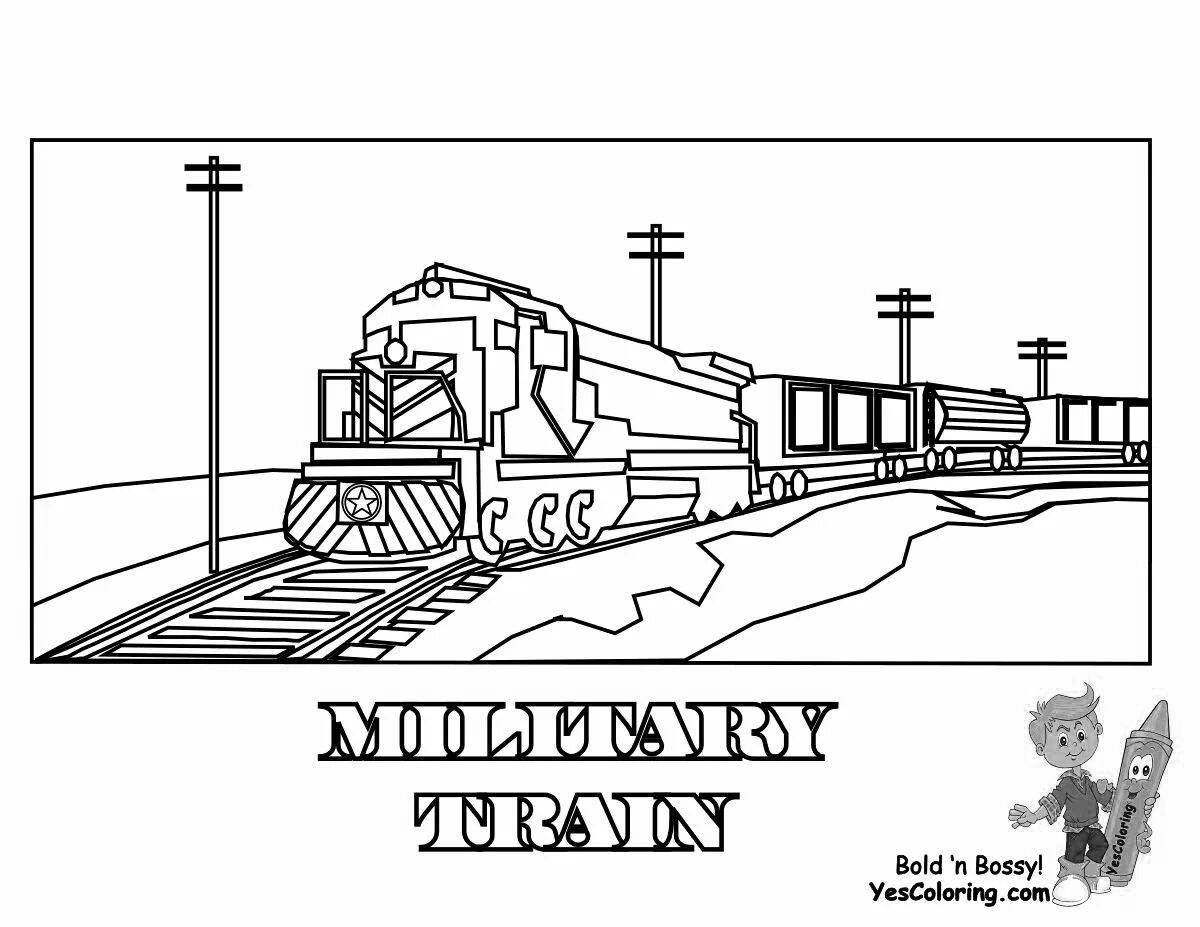 Bright railroad crossing coloring page