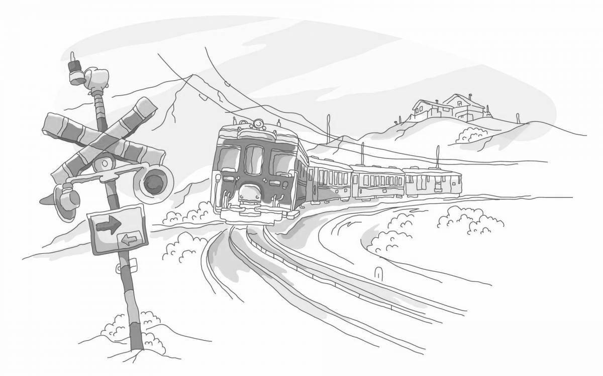 Railroad crossing coloring page