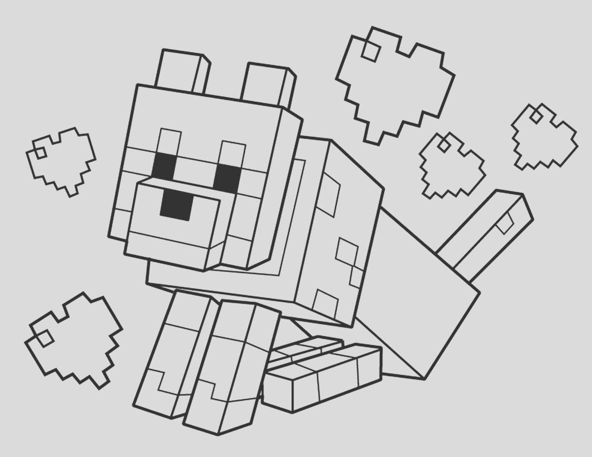 Playful minecraft dolphin coloring page