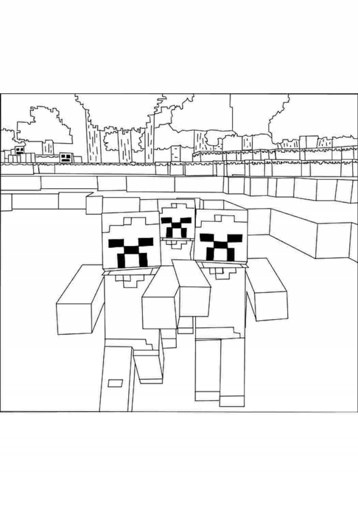Amazing minecraft dolphin coloring page