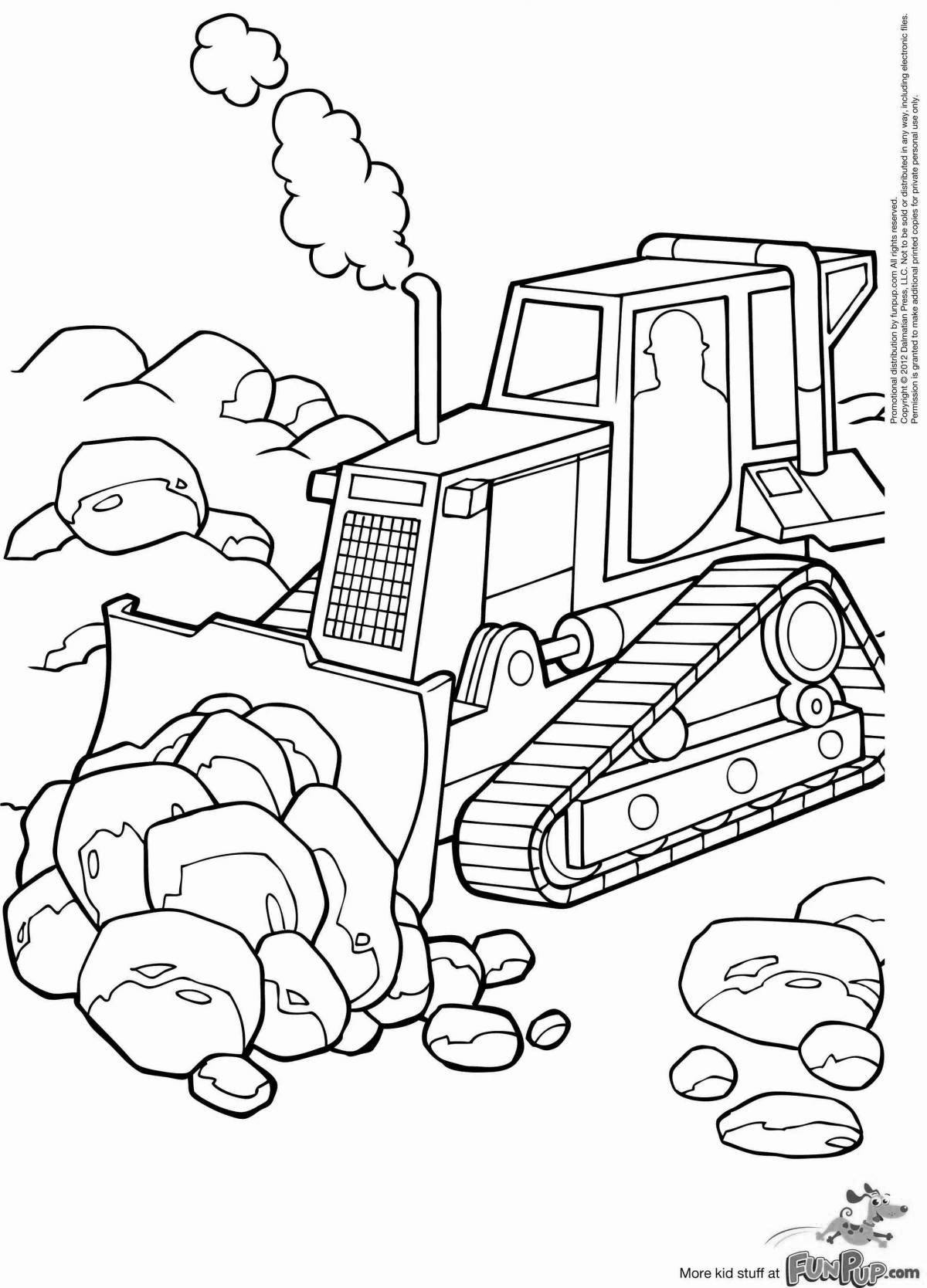 Coloring page funny harvester cars