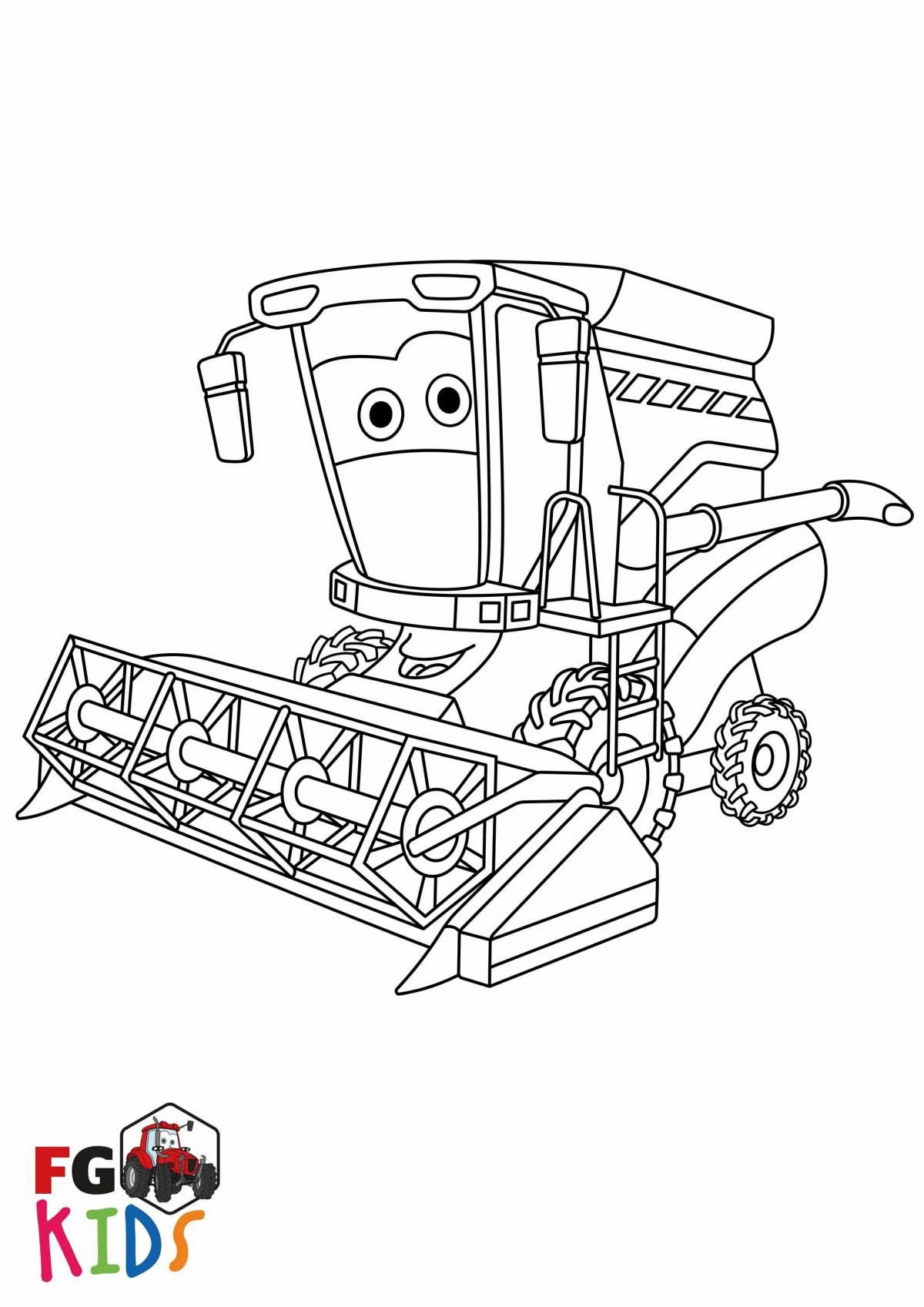 Coloring animated harvester machines
