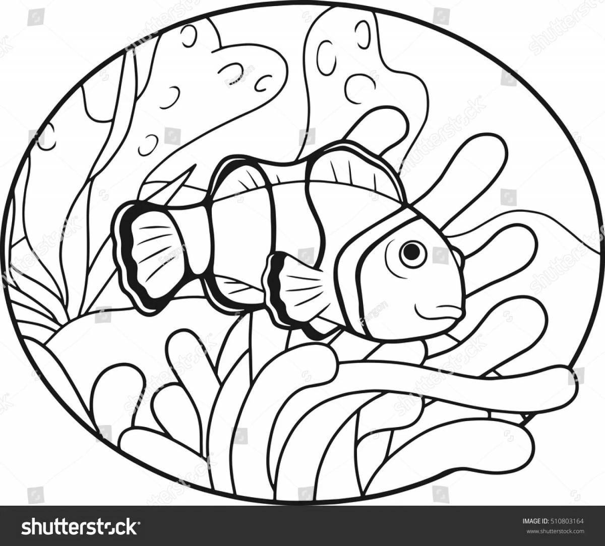 Colorful clown fish coloring page