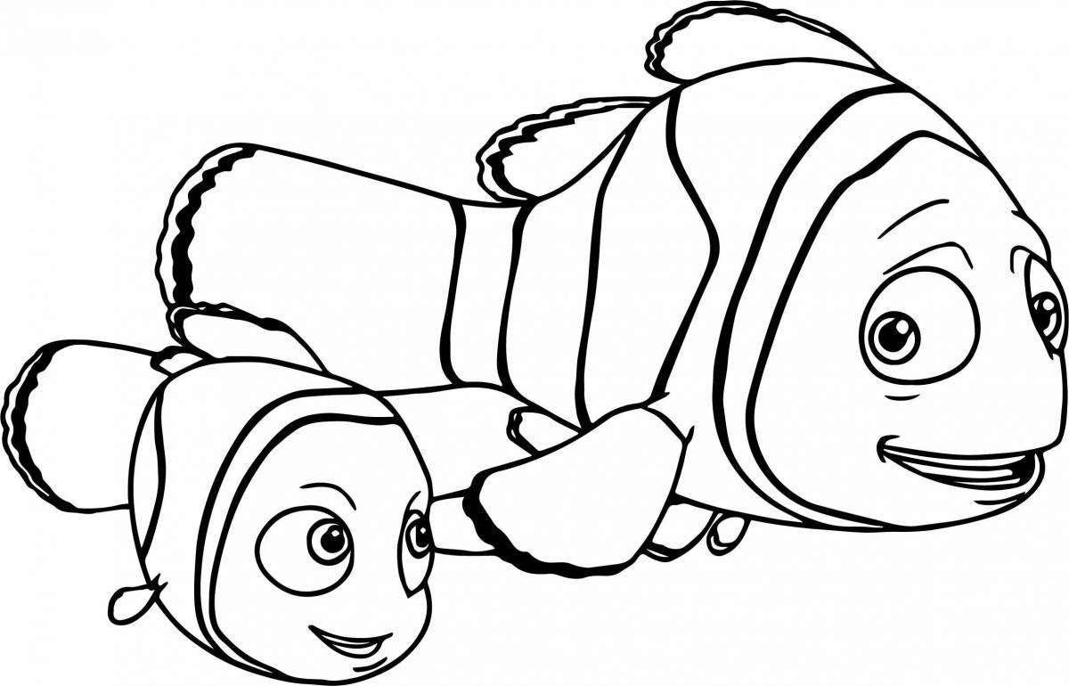 Sweet clownfish coloring page