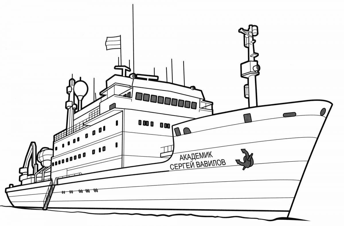 Exquisite police ship coloring page