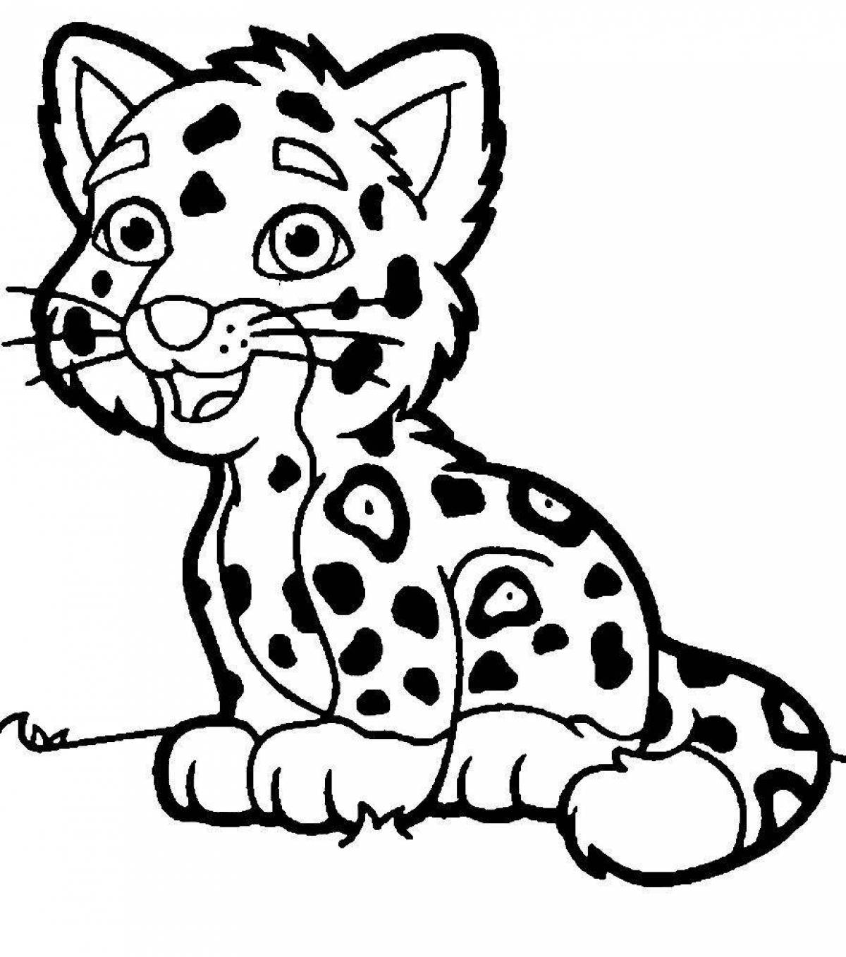 Adorable Amur leopard coloring page