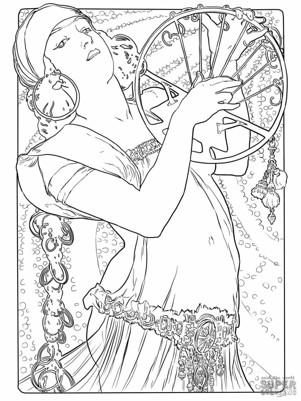 Coloring book magnificent Alphonse Mucha