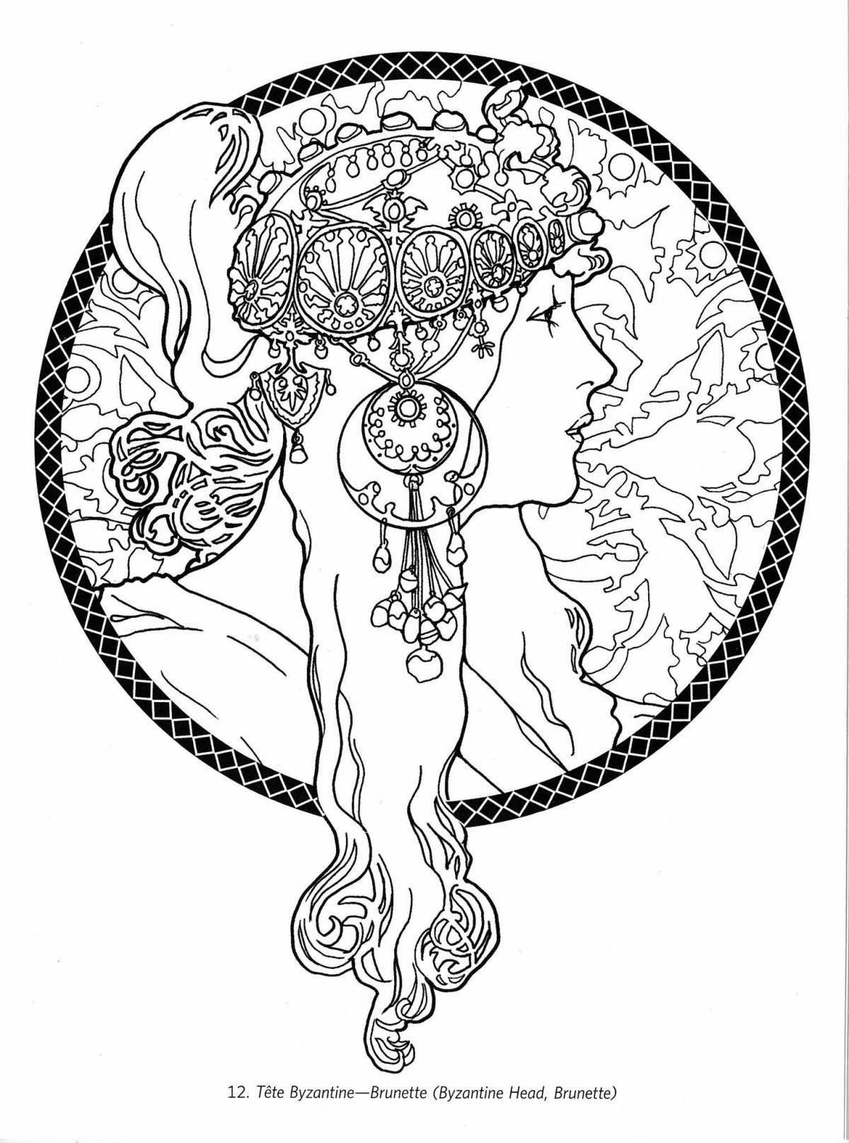 Violent Alphonse Mucha coloring book